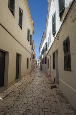 İspanya 'nın Balear Adaları, Ciutadella de Menorca kentindeki geleneksel binalar