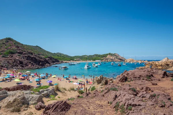 Mercadal Espanha Agosto 2021 Cala Pregonda Uma Famosa Praia Ilha — Fotografia de Stock