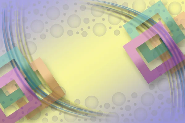 Gekleurde achtergrond met vierkante kaders en violet cirkels — Stockfoto
