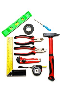 Set of instruments and tools on white background. Concept of renovation.