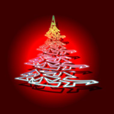kırmızı zemin üzerine kavramsal Noel ağacı