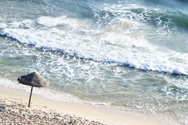 Vacker strand i blåsigt väder — Stockfoto