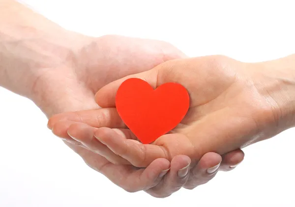 Valentine's heart in human hands — Stock Photo, Image