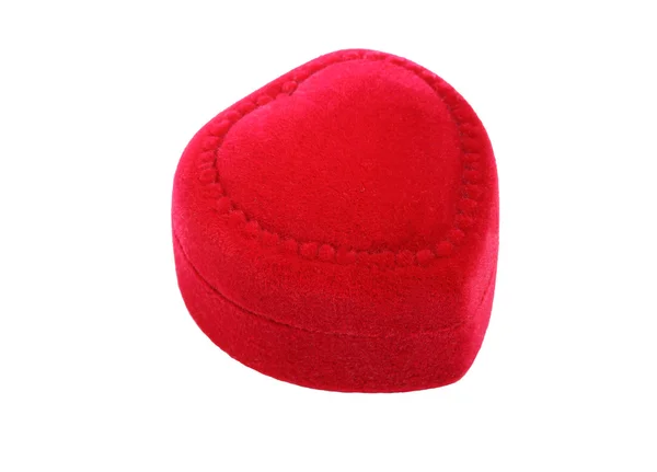 Red velvet heart-shaped box — Stock Photo, Image