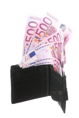 5-100 euro banknot siyah deri cüzdan