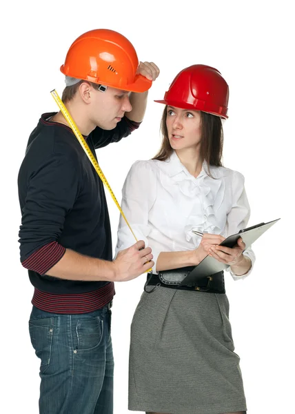 Successful architects in hardhats — Stock Photo, Image