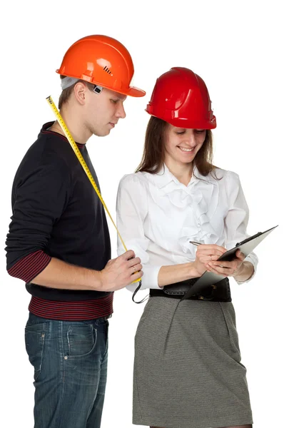 Erfolgreiche Architekten in Hardhats — Stockfoto