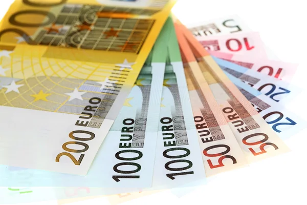 Банкноты евро, веер из бумажной валюты евро — стоковое фото