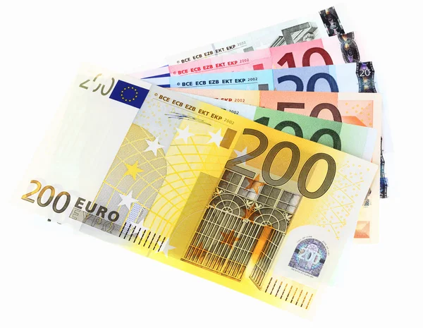 Банкноты евро, веер из бумажной валюты евро — стоковое фото