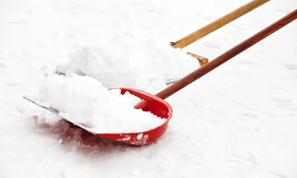 Две лопаты для уборки снега — стоковое фото