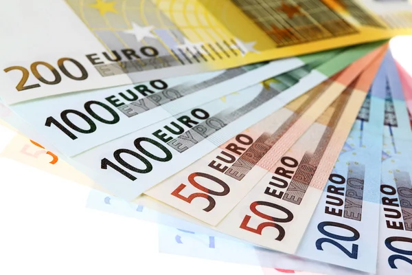 Banknoty euro, wentylatora wykonane z papieru waluty — Zdjęcie stockowe