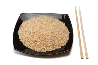 kase ve chopsticks pirinç