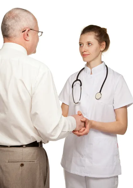 Stretta di mano del medico e paziente — Foto Stock