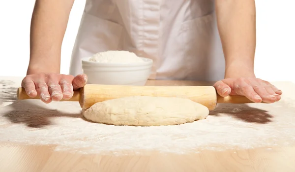 Hands rolling out dough — Stock Photo, Image