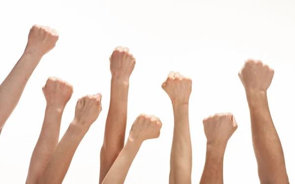 Grupo de mãos levantadas — Fotografia de Stock