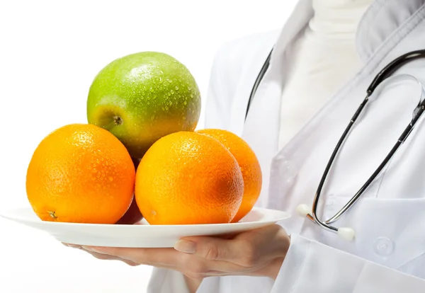 Lekarz przepisując, zdrowe odżywianie — Zdjęcie stockowe