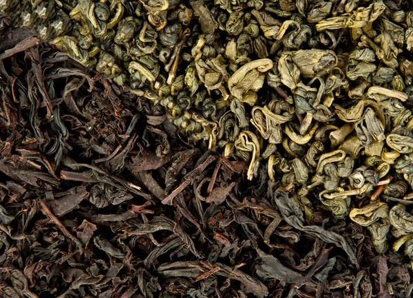 Černý a zelený čaj — Stock fotografie