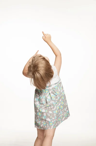 Little baby girl showing something — Stock Photo, Image