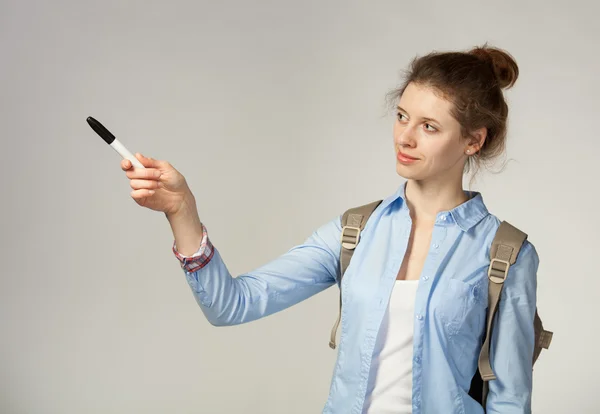 Student indicate with marker something — Stock Photo, Image