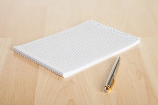 Squared paper notebook and a pen — Stock Photo, Image