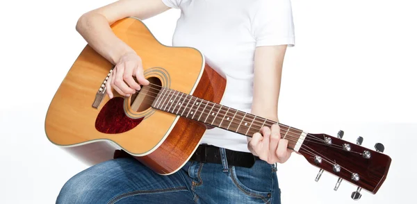 Girl playing on guitar — Stock Photo, Image