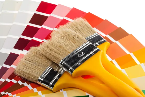 Paintbrushes and color samples — Stock Photo, Image