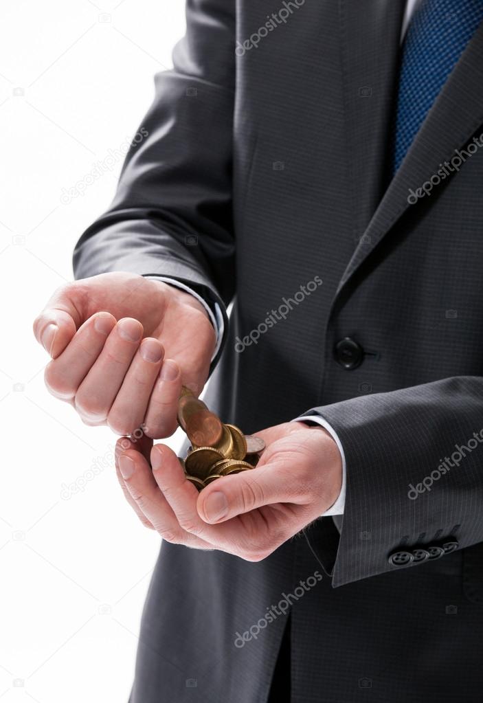 Hands holding finance coins