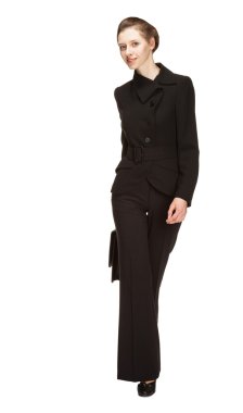 evrak çantası ile bir iş takım elbise, genç kadın