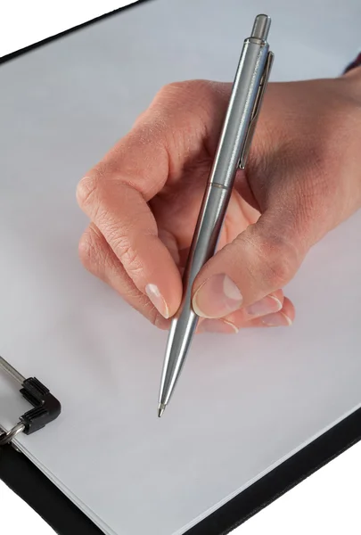 Businesswoman signing a contract - closeup shot — Stock Photo, Image