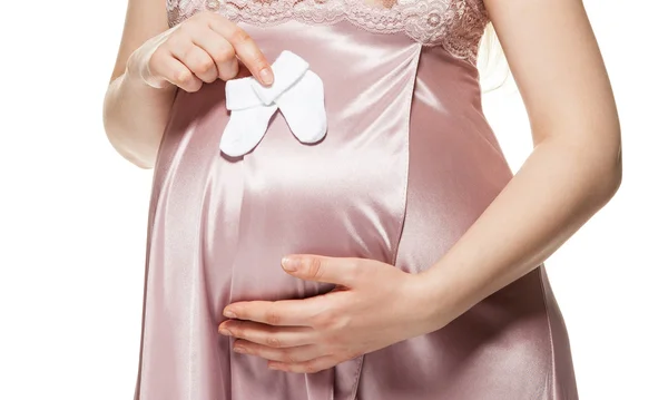 Primer plano del estómago de una mujer embarazada — Foto de Stock