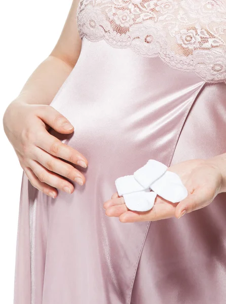 Primo piano dello stomaco di una donna incinta — Foto Stock