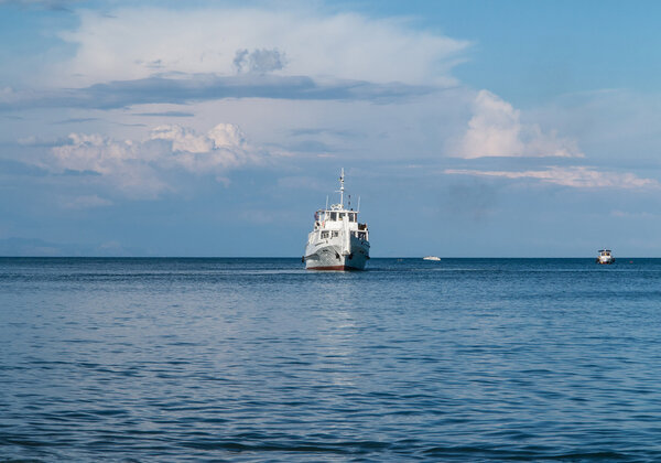 Motor vessel on the open sea
