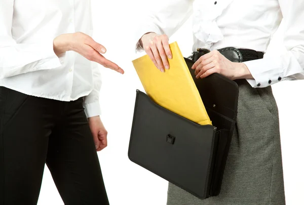 Business people exchanging documents — Stock Photo, Image
