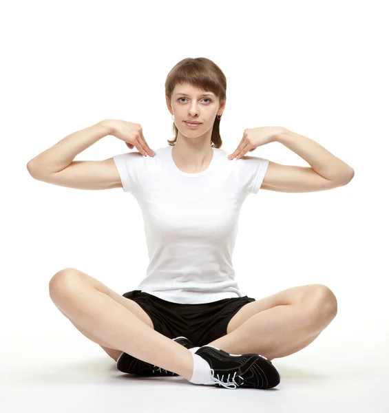 Young woman doing sport exercises — Stock Photo, Image