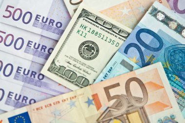 Euro and dollars banknotes