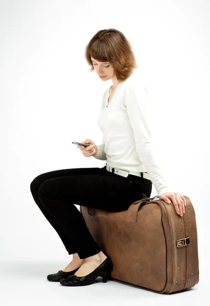 Young woman writing a message — Stock Photo, Image