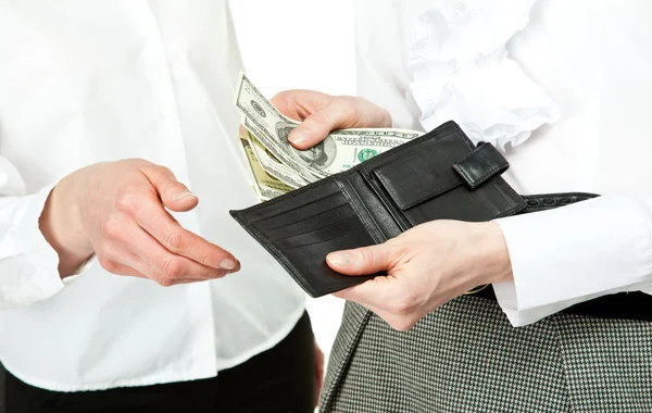 Hands paying dollar money — Stock Photo, Image