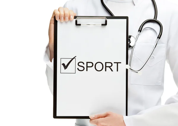 Doctor aconsejando hacer deporte — Foto de Stock