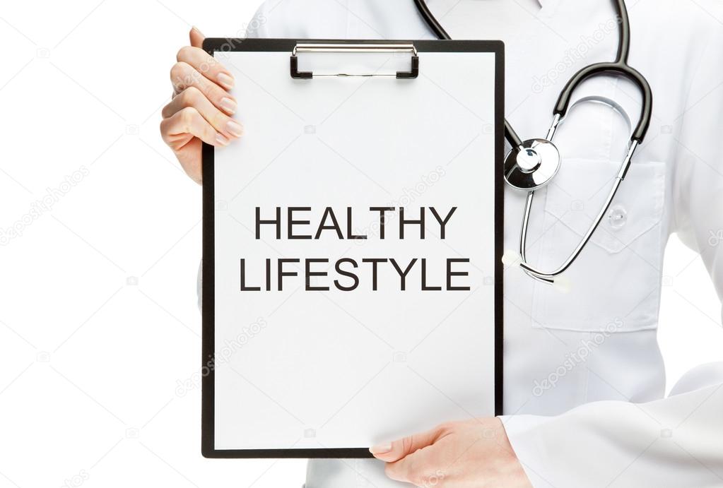 Doctor advising healthy lifestyle