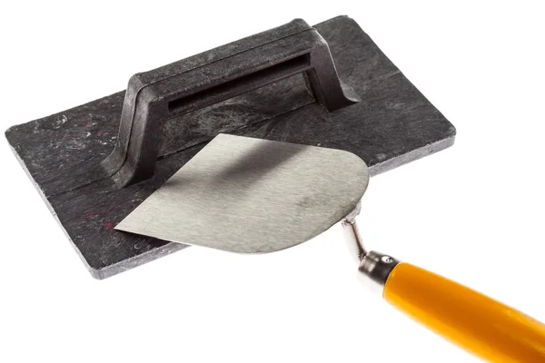Plastering trowel and construction surfacer — Stock Photo, Image