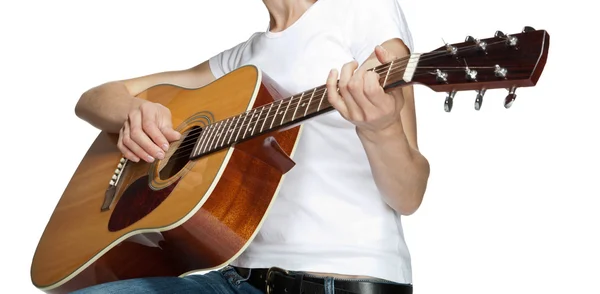 Girl playing on guitar — Stock Photo, Image