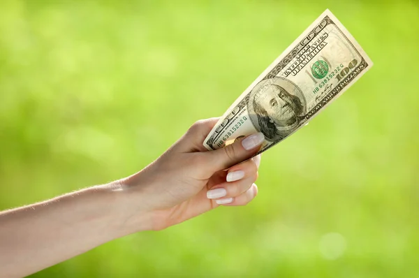 Billete de mano en dólares — Foto de Stock