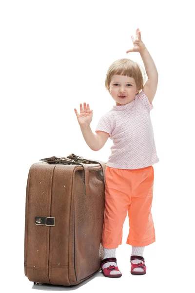 Gelukkig kind met een grote kofferbak — Stockfoto