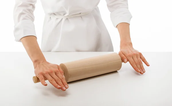 Woman's hands with rolling pin — Stock Photo, Image