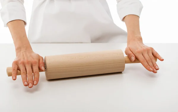 Woman's hands with rolling pin — Stock Photo, Image