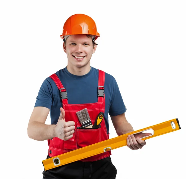 üniformalı neşeli inşaat işçisi