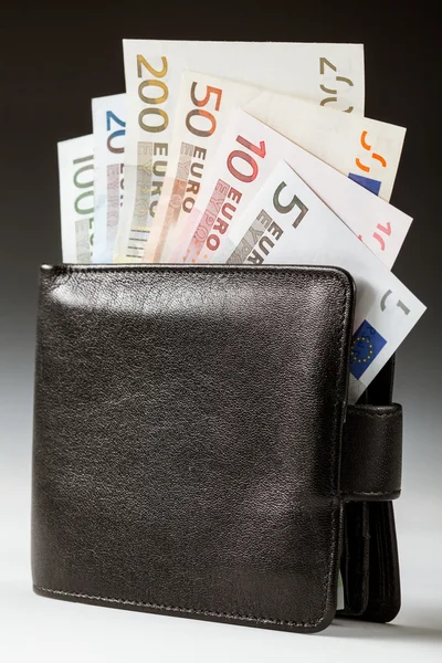 Euro banknotes in wallet — Stock Photo, Image