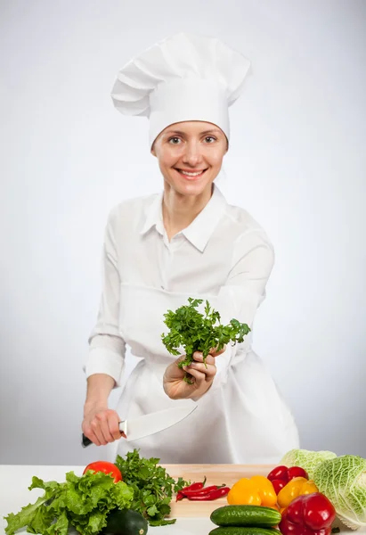 Jovem cozinheira — Fotografia de Stock