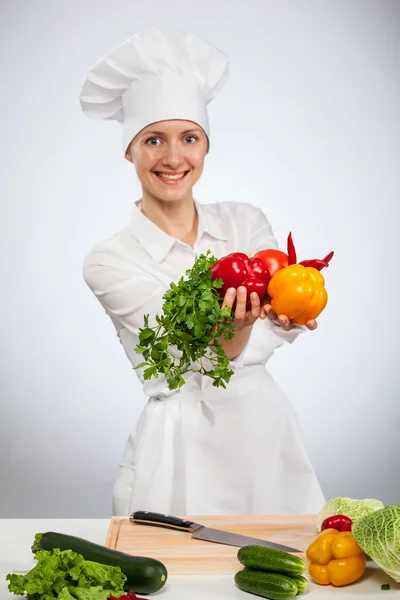 Jovem cozinheira — Fotografia de Stock