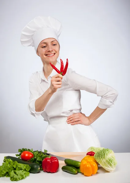 Jovem cozinheira — Fotografia de Stock